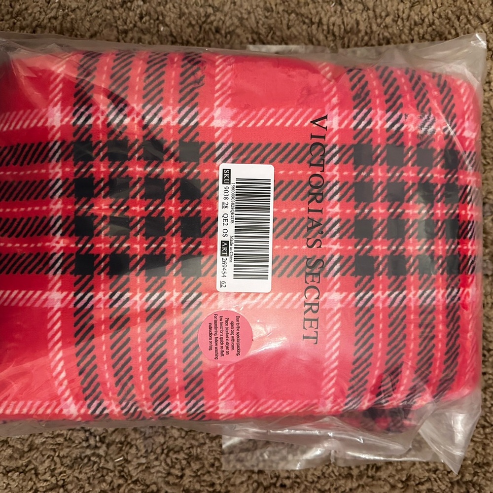 Victoria's Secret Red and Black Plaid Throw